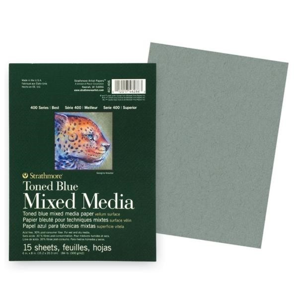 Strathmore Toned Blue Mixed Media Pad 6 x 8 Inch 300gsm 15 Sheets1