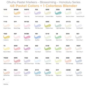 Ohuhu Pastel Alcohol Markers-48 Pastel Colors +1 Blender<span> – </span>48 Pastels BLOSSOMING BRUSH & CHISEL