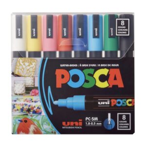 UNI POSCA PC-5M Acrylic Paint Marker Set of 8 Medium