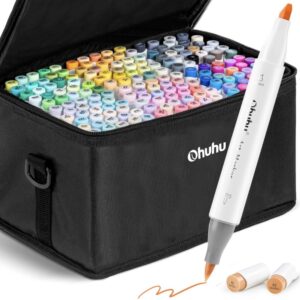 Ohuhu Alcohol Markers Set, 168-color + 1 Blender Brush & Chisel