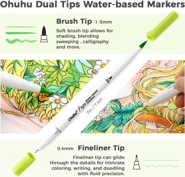 Ohuhu 60 colors water based marker set - Brush & Fineliner - Image 5