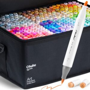 Ohuhu Alcohol Markers Set, 320-color + 1 Blender Brush & Chisel