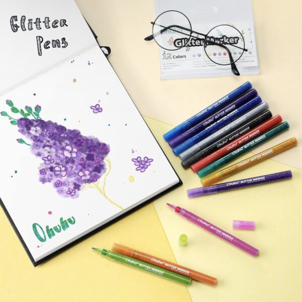 Ohuhu glitter markers 12 colors - Image 8