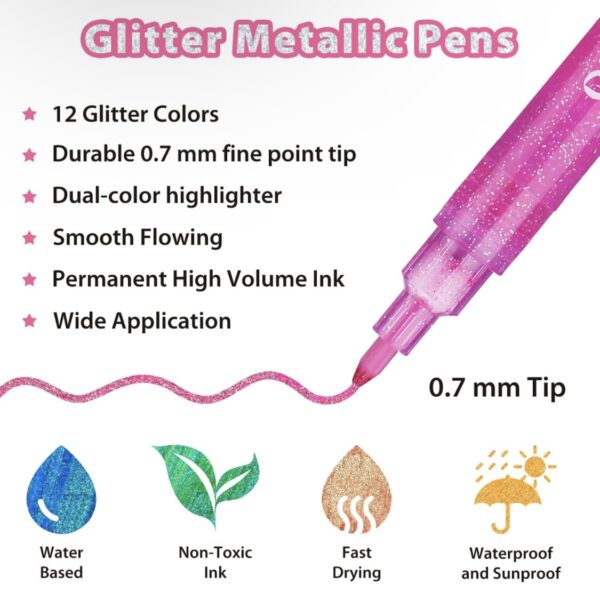 Ohuhu glitter markers 12 colors - Image 7