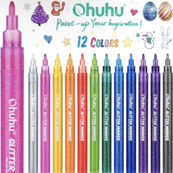 Ohuhu glitter markers 12 colors - Image 6