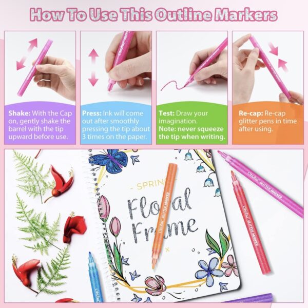 Ohuhu glitter markers 12 colors - Image 4