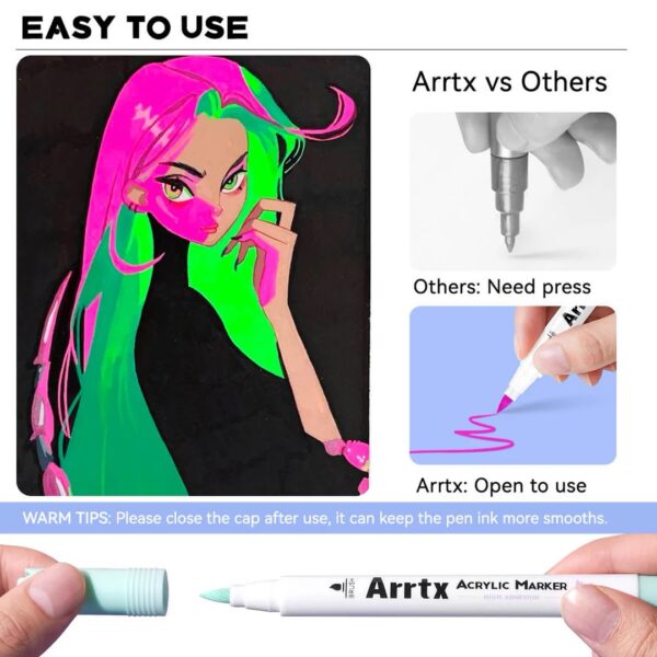 Arrtx 60 Regular Colors Acrylic Marker Brush Tip - Image 10