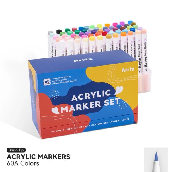 Arrtx 60 Regular Colors Acrylic Marker Brush Tip