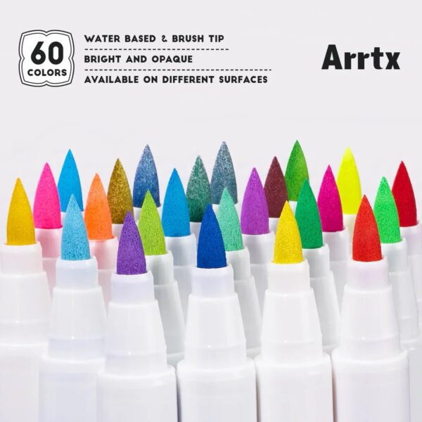 Arrtx 60 Regular Colors Acrylic Marker Brush Tip - Image 5