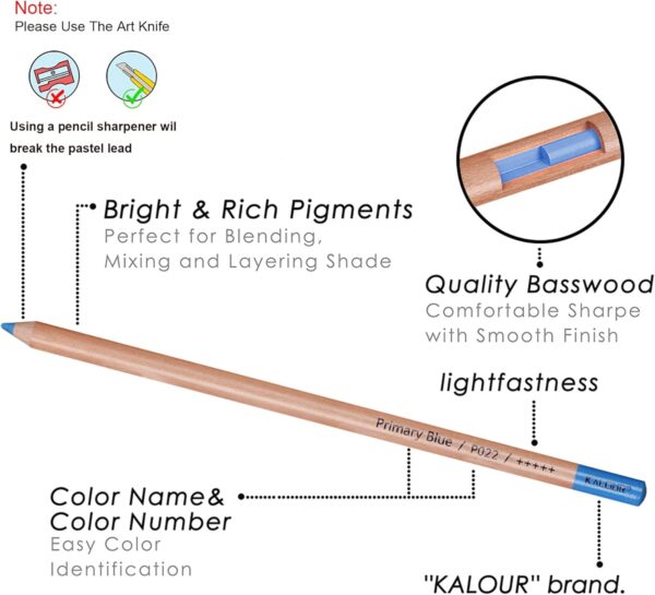 KALOUR 72pcs Soft Pastel Colored Pencils in tin box - Image 2