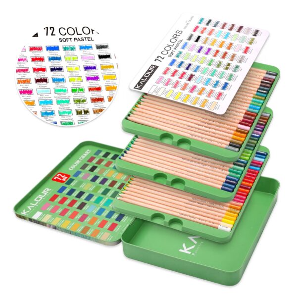 KALOUR 72pcs Soft Pastel Colored Pencils in tin box - Image 5