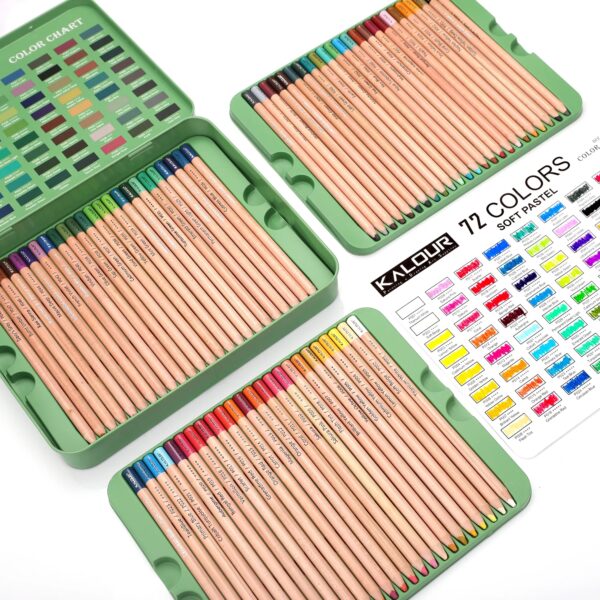 KALOUR 72pcs Soft Pastel Colored Pencils in tin box - Image 3
