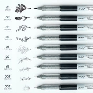 Ohuhu Liquid Drawing Pens: 9 Sizes Liquid Fineliner