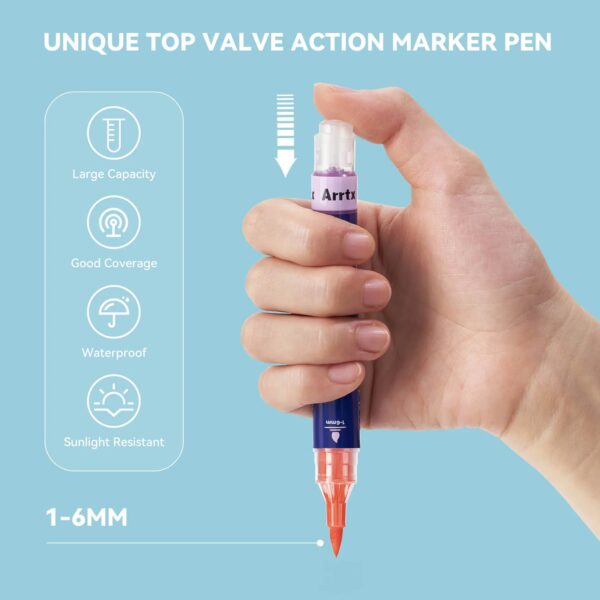 Arrtx Simptap Acrylic Marker 24 Colors Top Valve Action Paint Pen - Image 8