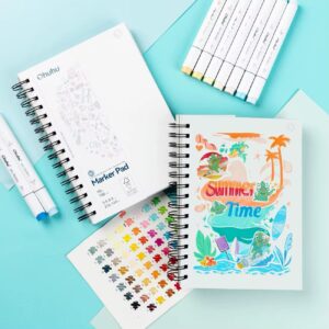 Ohuhu Double Sided Marker Pad Bleedproof 8.5″x5.5″ Spiral Bound
