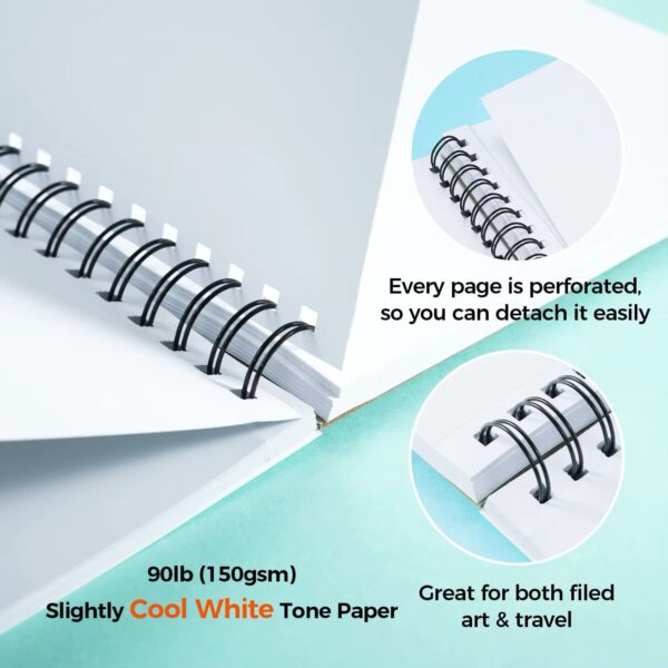 Ohuhu Double Sided Marker Pad Bleedproof 8.9″x8.3″ Spiral Bound - Image 4