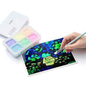 HIMI 23ML 6 FLUORESCENT COLORS GLOW IN THE DARK GOUACHE PAINT SET