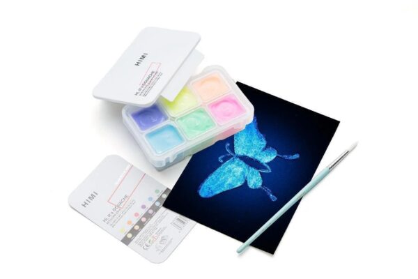 HIMI 23ML 6 FLUORESCENT COLORS GLOW IN THE DARK GOUACHE PAINT SET - Image 6